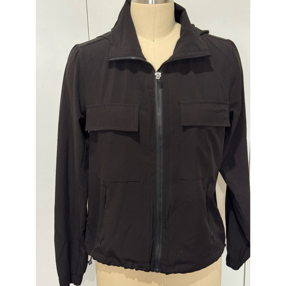 Women's 90 Degree by Reflex Black Jacket Size XS zip close pockets drawstring